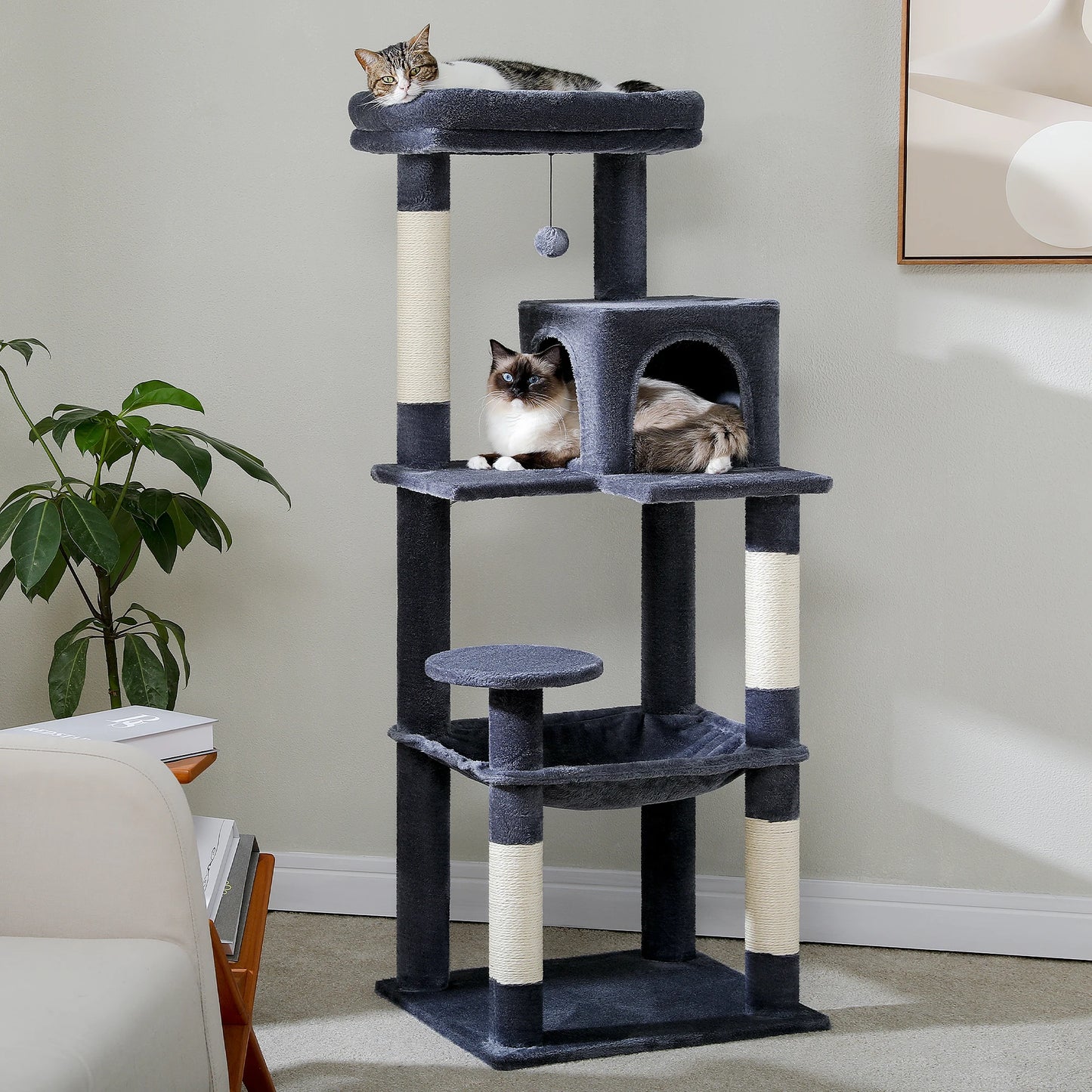 🐱 Indoor Cat Tree – 5-Level Tower with Hammock & Scratching Posts 🐾