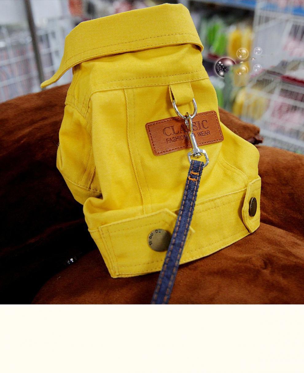 🧥 Dog Denim Jacket 🌼 Spring Vest with Leash Ring for Small Pets
