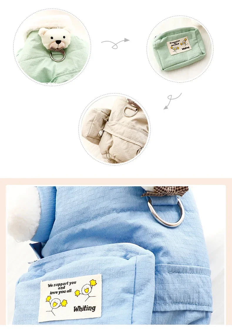 🧸 Cozy Teddy Bear Dog Jumpsuit ❄️ Warm Winter Pet Outfit with Mini Backpack