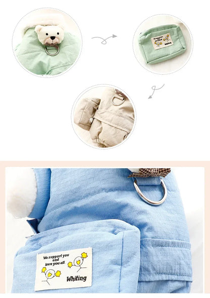 🧸 Cozy Teddy Bear Dog Jumpsuit ❄️ Warm Winter Pet Outfit with Mini Backpack