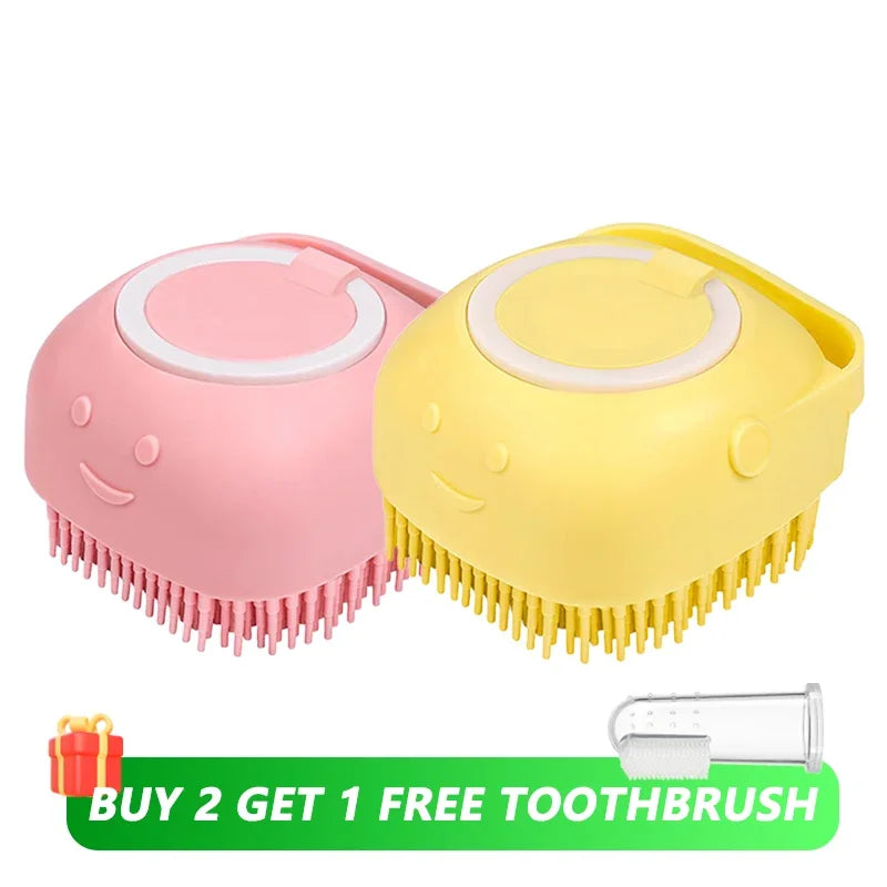 🛁 Silicone Dog Bath Brush – Pet Shampoo Scrubber & Grooming Comb 🐾
