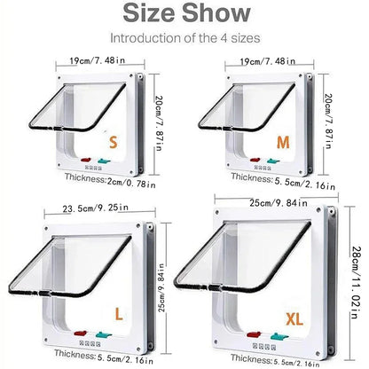 🚪 Cat Flap Door 🐱 4-Way Lockable Pet Door for Walls & Windows