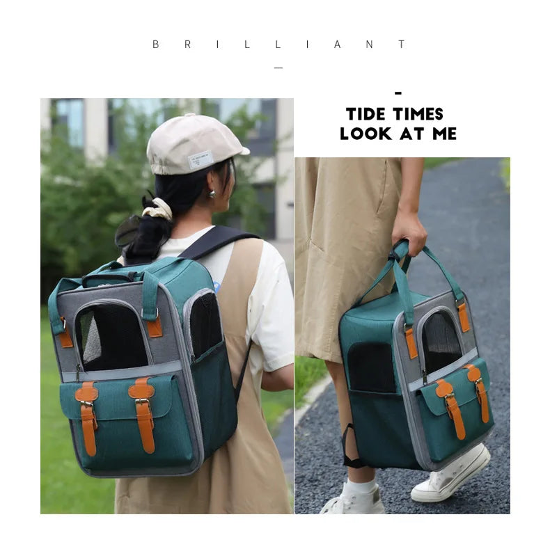 👜 Foldable Pet Carrier Backpack 🎒 – Travel Bag for Cats & Small Dogs (Up to 10kg)