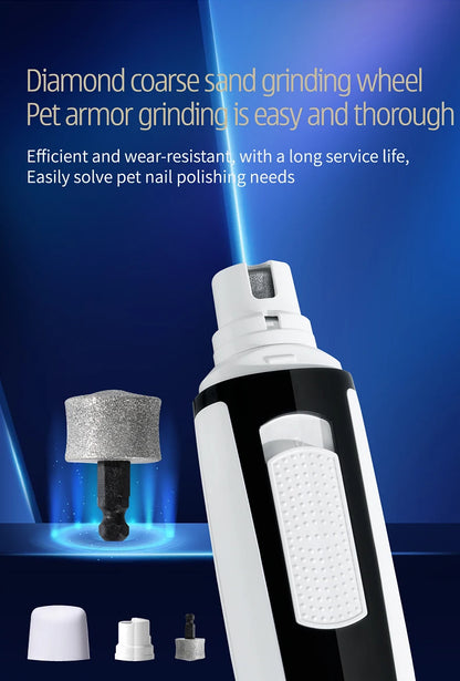 🔇 Electric Pet Nail Grinder 🐾 Rechargeable & Quiet with Diamond Head (P66)