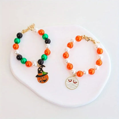 Halloween Pet Pearl Necklace 🎃✨ Fancy Beaded Jewelry for Cats & Small Dogs