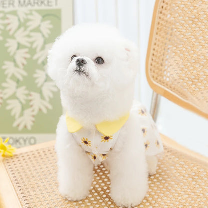 🌞 Sunflower Summer Dog Dress 🌻 Cute Mesh Princess Skirt for Small Dogs & Cats