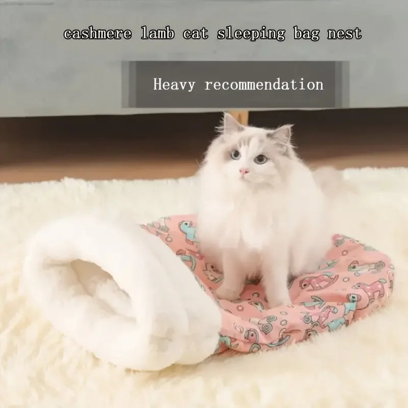 Cozy Plush Pet Sleeping Bag 🌟 Soft Tunnel Bed for Cats & Small Dogs