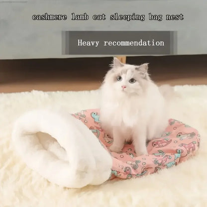 Cozy Plush Pet Sleeping Bag 🌟 Soft Tunnel Bed for Cats & Small Dogs