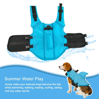 Shark Fin Dog Life Jacket 🦈 Buoyant Safety Vest for Swimming & Boating