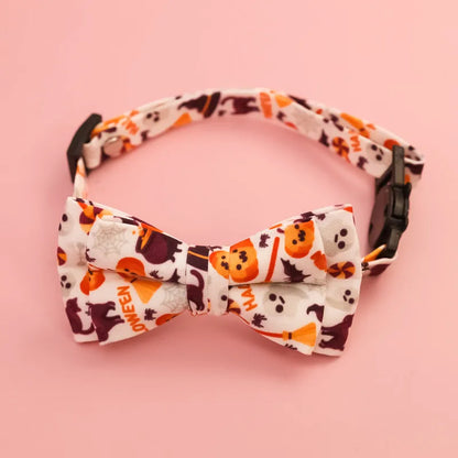 Halloween Pet Bow Tie Collar 🎃 Adjustable Cat & Dog Charm Collar 🐾