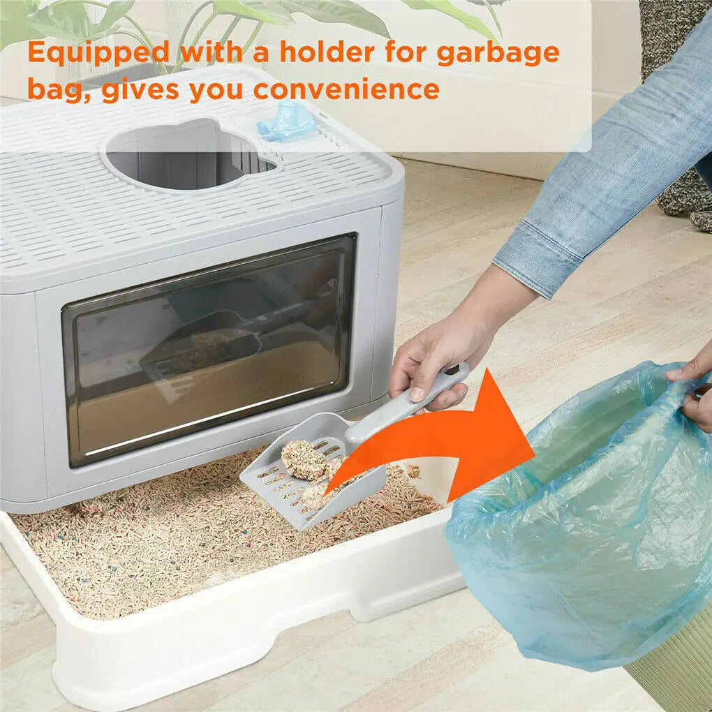 🐱 Foldable Enclosed Cat Litter Box with Top & Front Entry 🚪