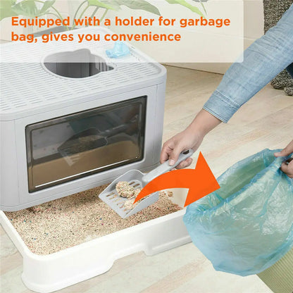 🐱 Foldable Enclosed Cat Litter Box with Top & Front Entry 🚪