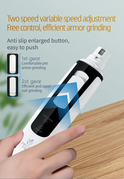 🔇 Electric Pet Nail Grinder 🐾 Rechargeable & Quiet with Diamond Head (P66)