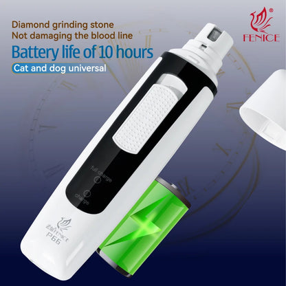🔇 Electric Pet Nail Grinder 🐾 Rechargeable & Quiet with Diamond Head (P66)
