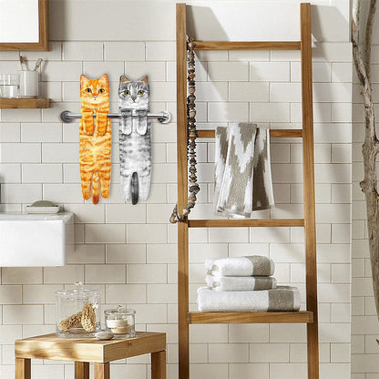 Cute Cat Hand Towel 🐾 Soft & Absorbent for Kitchen or Bath 🛁