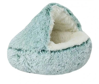 Winter Plush Cat Bed Semi-Enclosed Cozy Nest for Cats