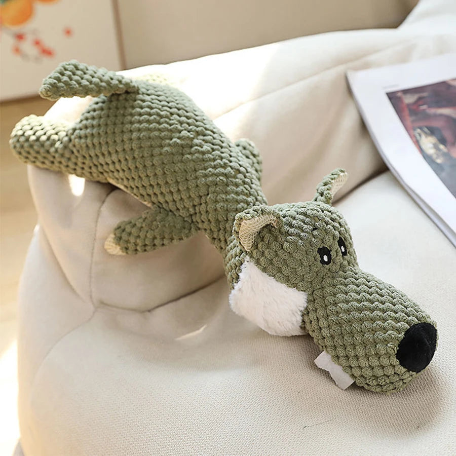 Large Squeaky Dog Plush Toy 🐾 Durable Lion, Wolf & Elephant Chew Toy for Strong Chewers