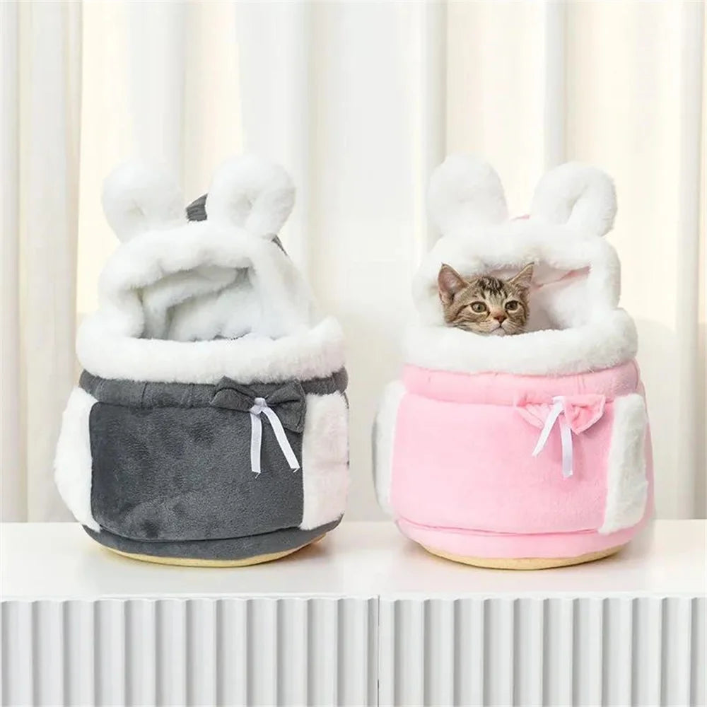 Dog carrier backpack with velvet lining, winter warm and portable. Perfect for travel with small dogs and cats.
