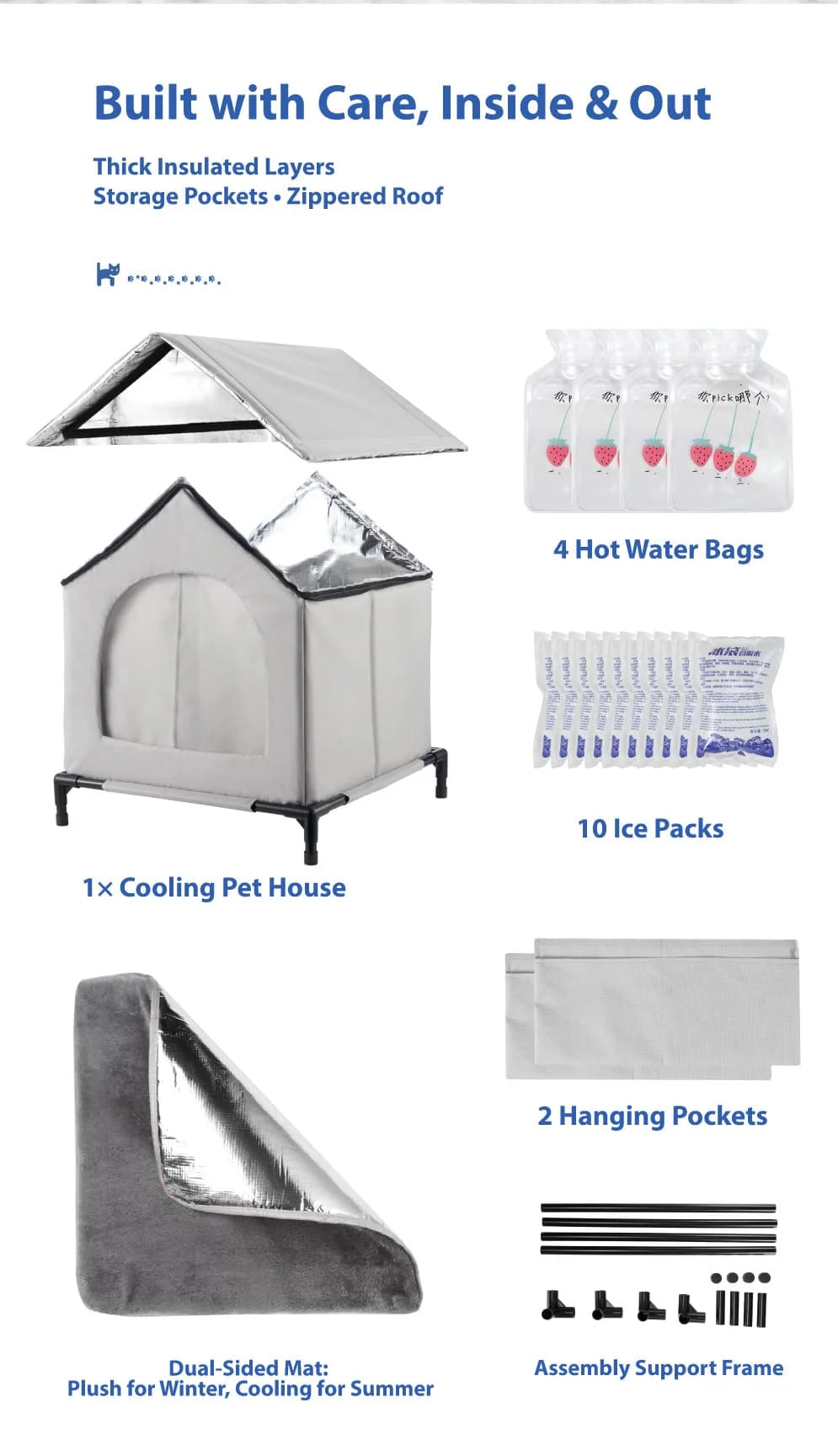 🏠 All-Season Waterproof Cat House 🧊🔥 Heated & Cooled Foldable Shelter for Indoor/Outdoor