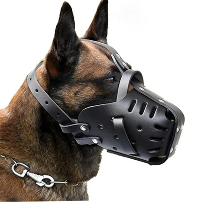 🦴 Leather Dog Muzzle 👨‍✈️Anti-Bite Training Cage for German Shepherd & Large Dogs