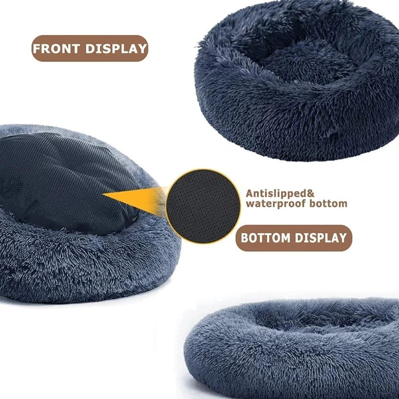 🛏️ Plush Donut Pet Bed 🐶🐱 Ultra-Soft & Washable Calming Bed for Cats and Dogs