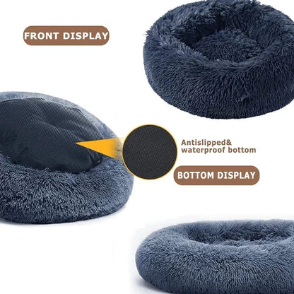 🛏️ Plush Donut Pet Bed 🐶🐱 Ultra-Soft & Washable Calming Bed for Cats and Dogs