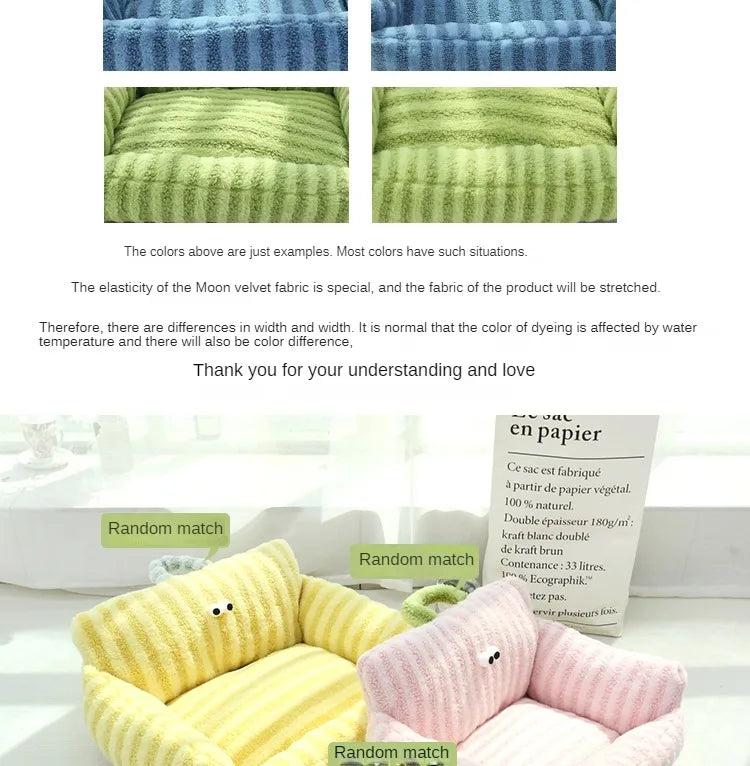 🛋️ Soft Sofa-Style Pet Bed 🐶 Warm & Stylish Winter Nest for Small Dogs & Cats