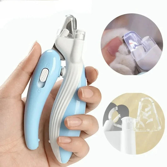 LED pet nail clippers stainless steel grooming scissors for dogs cats and small animals with ergonomic handle
