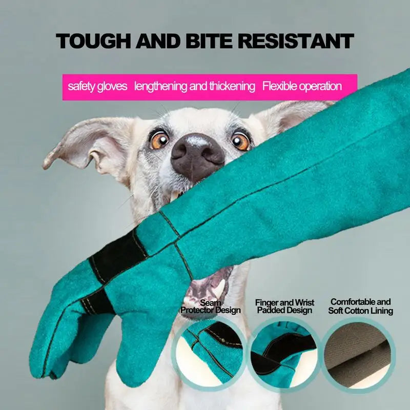 🧤 Anti-Bite Pet Handling Gloves – Thickened Cowhide Protective Gloves for Dogs, Cats & Reptiles 🐍