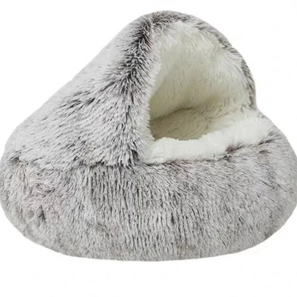 Winter Plush Cat Bed Semi-Enclosed Cozy Nest for Cats