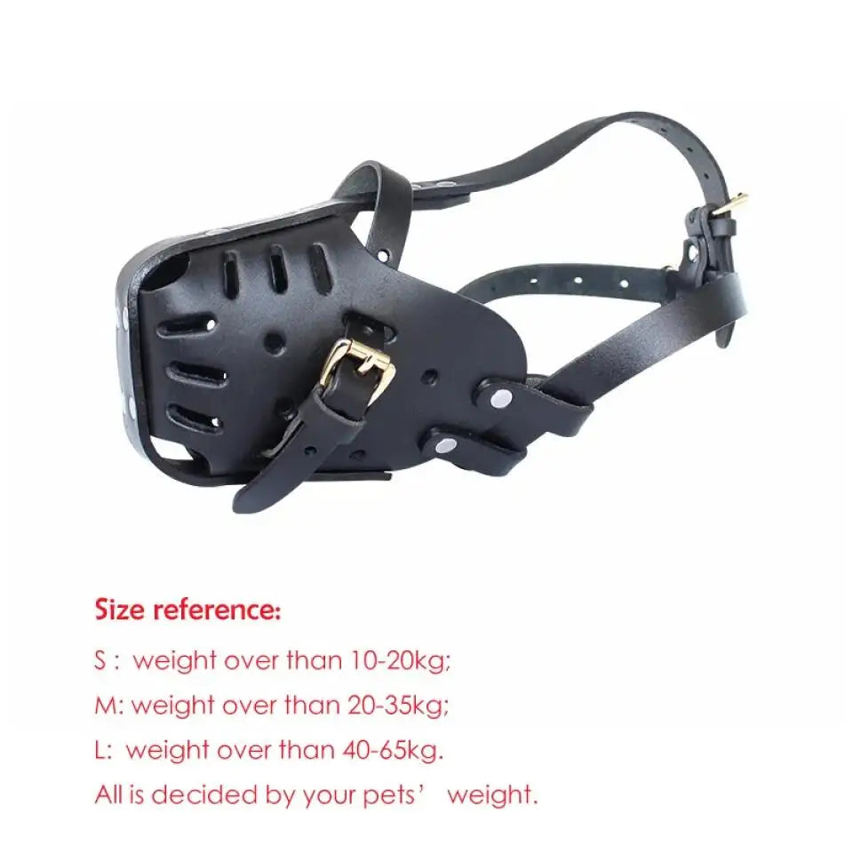 🦴 Leather Dog Muzzle 👨‍✈️Anti-Bite Training Cage for German Shepherd & Large Dogs