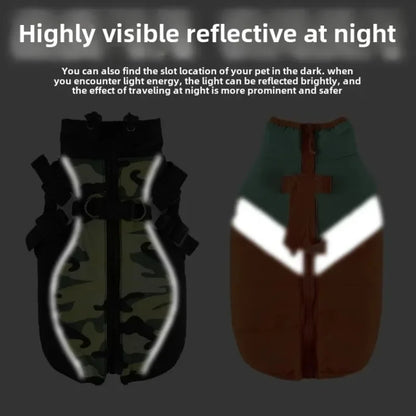 🧥 Winter Dog Jacket 🌟 Reflective Harness Coat with Zipper for Small Pets