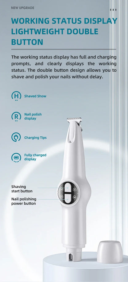 🐾 LED Pet Nail Grinder 🌟 3-Speed Rechargeable Nail Trimmer for Dogs & Cats