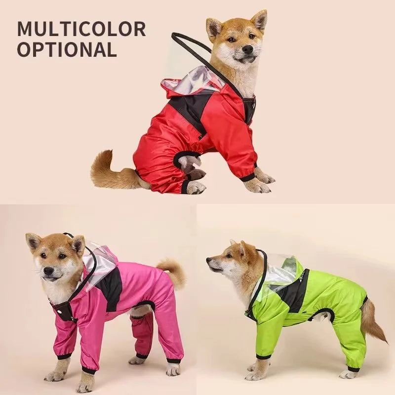 ☔ Waterproof Dog Raincoat 🐾 Reflective Hooded Pet Jumpsuit