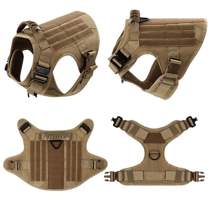 Tactical dog harness vest with leash and collar set for large dogs like German Shepherds