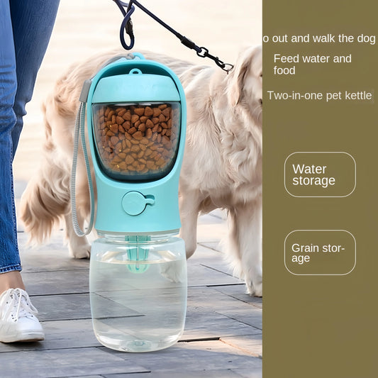 🐾 Portable Pet Water Bottle with Food Storage – Travel Feeder for Dogs & Cats 🚰