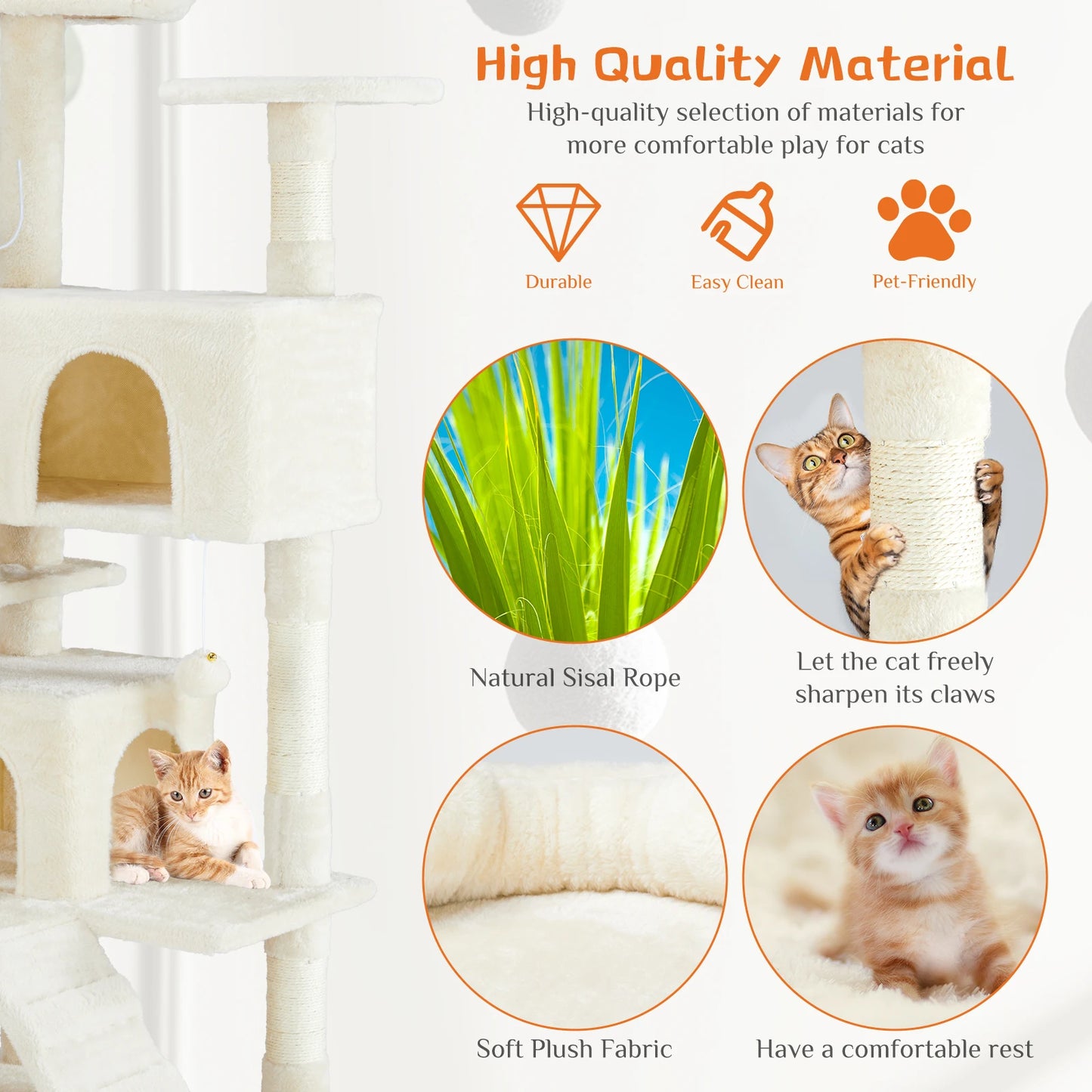 🐱 JHK 54in Multi-Level Cat Tree Tower with Condo & Scratching Post 🐾