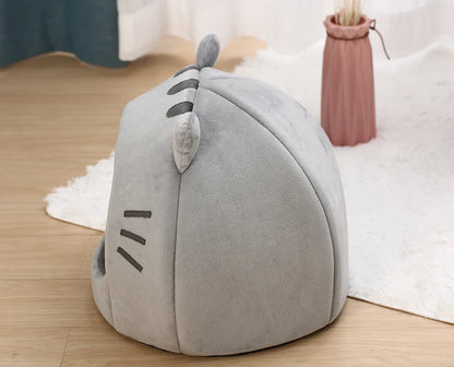 🐾 Super Soft Cat Cave Bed – Warm Semi 🧺 Covered Cotton Nest for Kittens & Small Pets