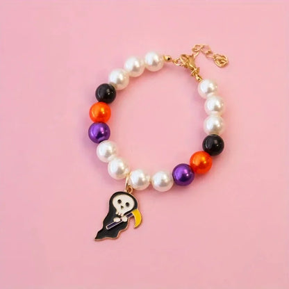 Halloween Pet Pearl Necklace 🎃✨ Fancy Beaded Jewelry for Cats & Small Dogs
