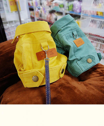 🧥 Dog Denim Jacket 🌼 Spring Vest with Leash Ring for Small Pets