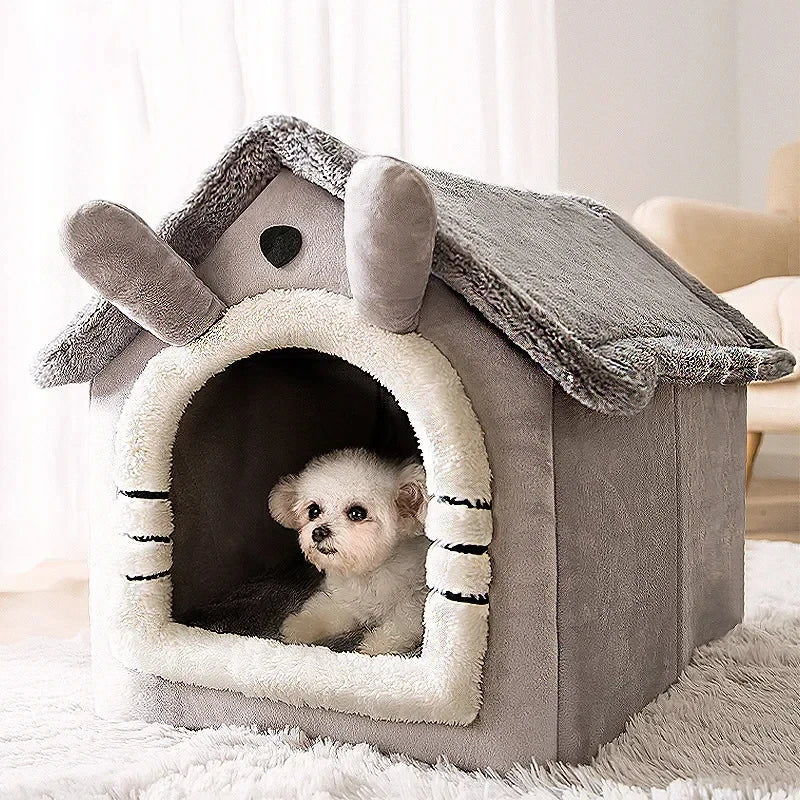 🏠 Cozy Foldable Pet House – Warm Winter Nest for Small Dogs & Cats