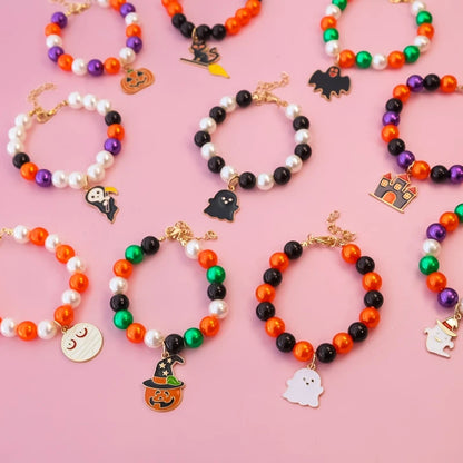 Halloween Pet Pearl Necklace 🎃✨ Fancy Beaded Jewelry for Cats & Small Dogs