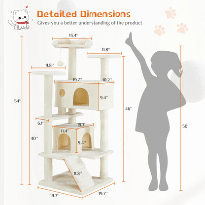 🐱 JHK 54in Multi-Level Cat Tree Tower with Condo & Scratching Post 🐾