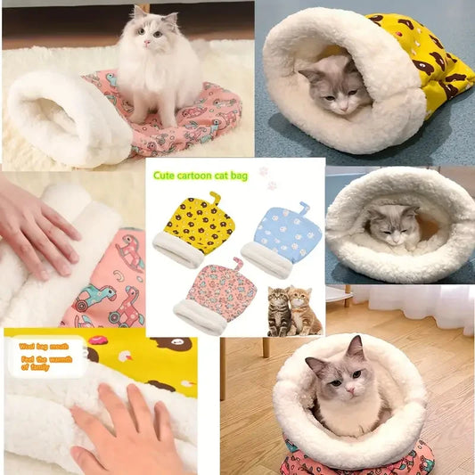 Cozy Plush Pet Sleeping Bag 🌟 Soft Tunnel Bed for Cats & Small Dogs