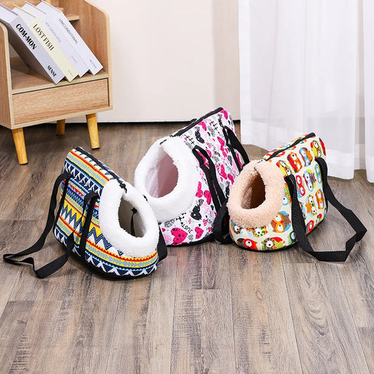 Retro style pet shoulder carrier bag for cats and dogs, breathable travel tote