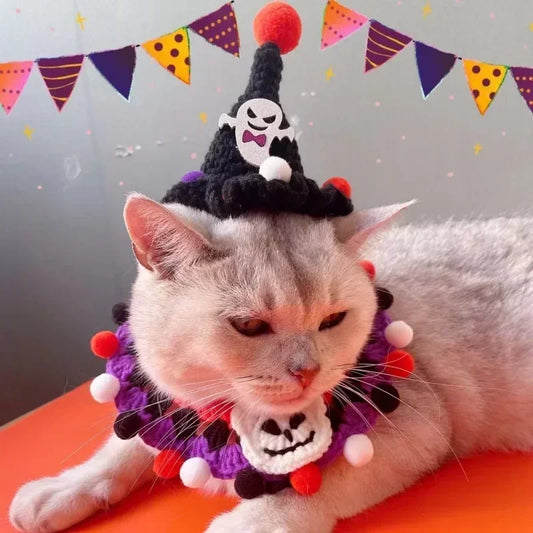 Halloween Pet Hat 🎃 Hand-Knitted Witch Hat for Dogs & Cats