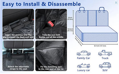 🚗 Dog Car Seat Cover 🐶 Waterproof & Hammock Travel Mat for Small to Large Dogs
