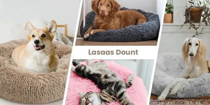 🛏️ Plush Donut Pet Bed 🐶🐱 Ultra-Soft & Washable Calming Bed for Cats and Dogs