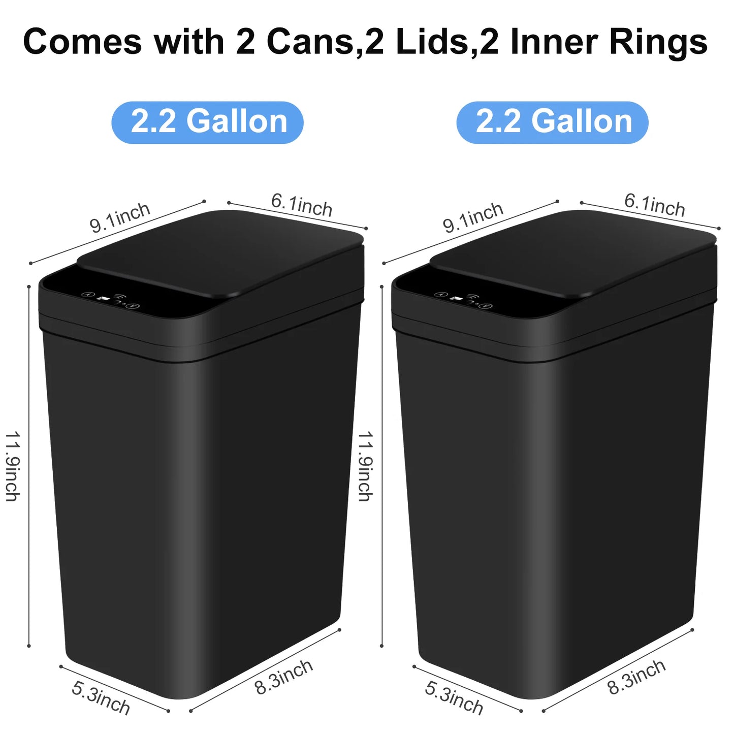 🗑️ Touchless Sensor Trash Can 12L x2 – Slim Motion Lid 🧼