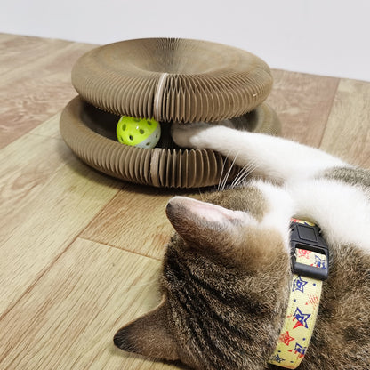 Foldable Cat Tunnel Toy 🐱✨ with Bell & Scratch Pad 🎯